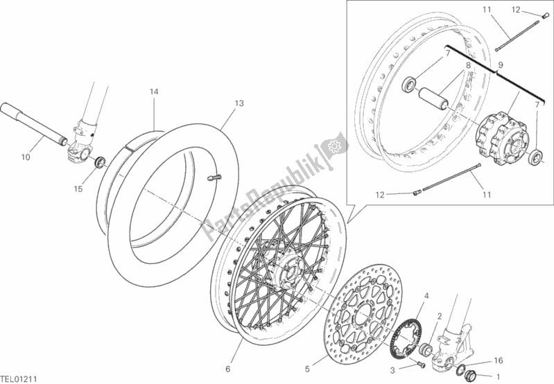 Tutte le parti per il Ruota Anteriore del Ducati Scrambler Desert Sled USA 803 2019